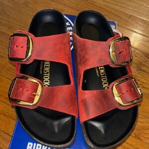 Birkenstock Red Sandals Double Buckle Comfort